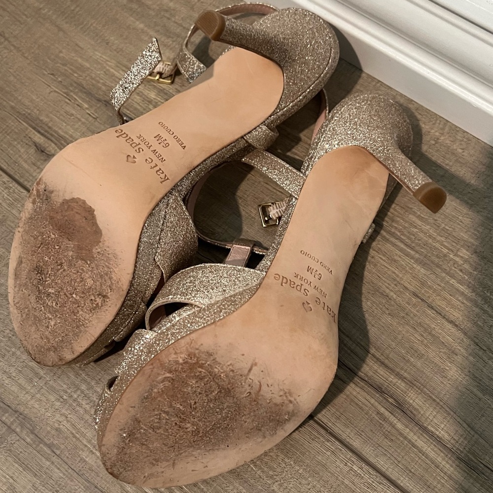 Kate Spade Fedora Gold fine glitter heels | 6.5 - Picture 7 of 7